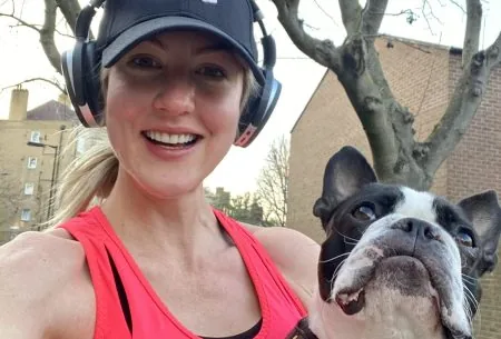 dr megan rossi running with pistachio, her dog