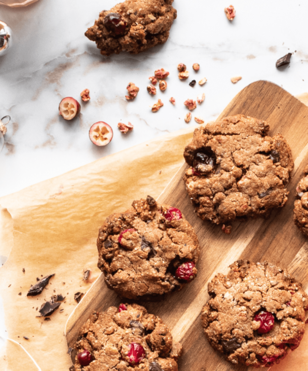 Spiced cranberry & dark chocolate granola cookies | The Gut Health Doctor