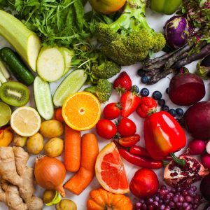 An array of colourful fruit and vegetables
