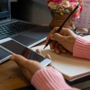 A photo of someone journalling