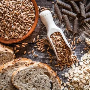 A photo of wholegrains spread out across the table