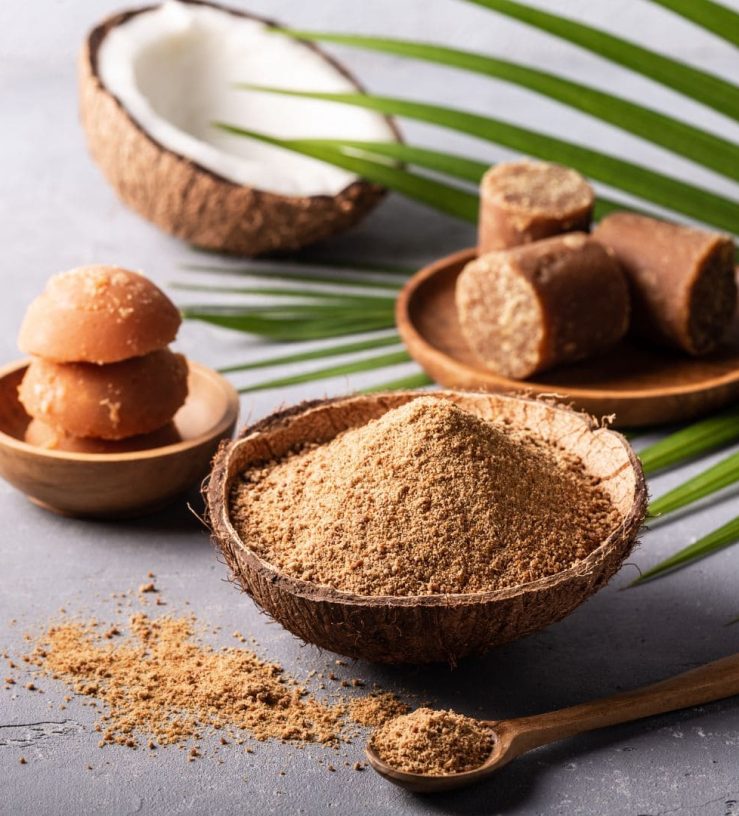 A photo of coconut sugar in a bowl