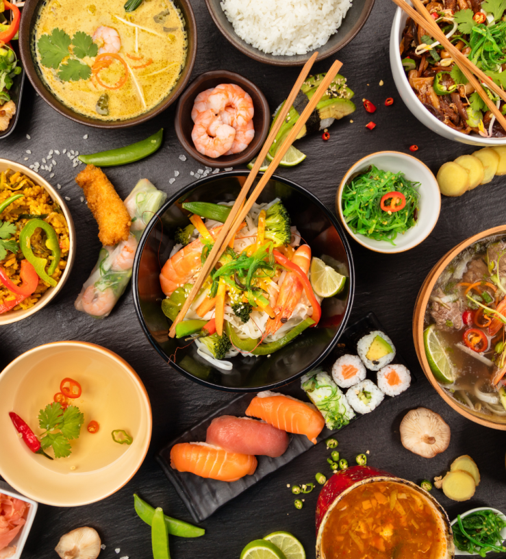 Photo of an asian buffet to show workplace wellbeing