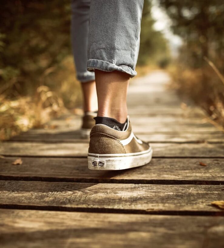 A photo of someone walking