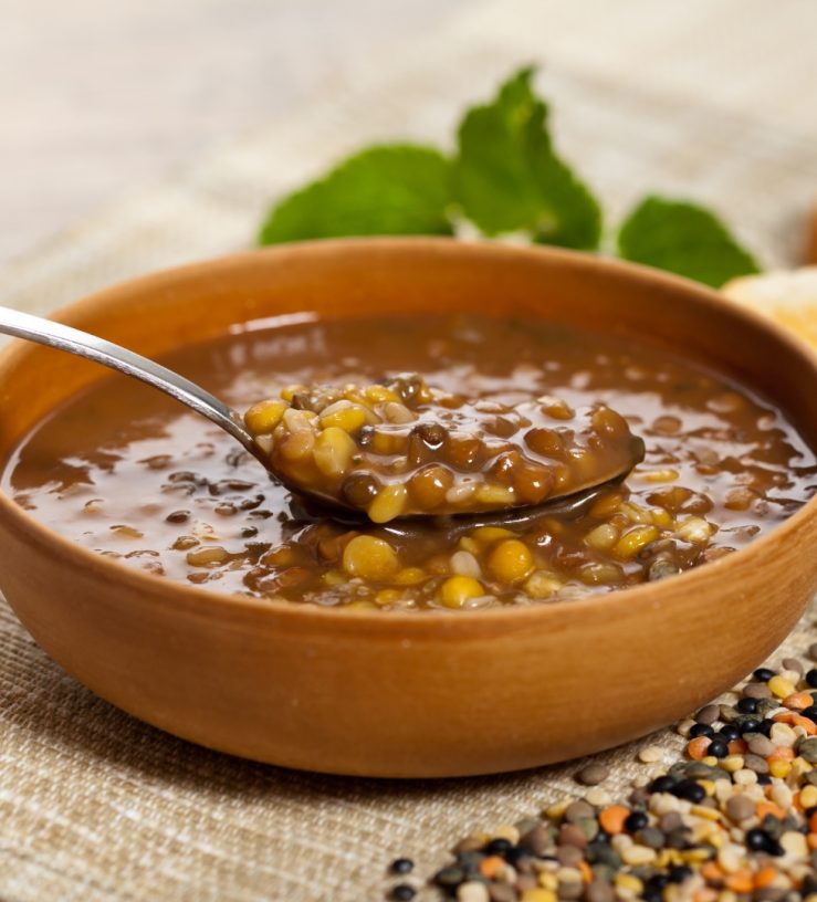 A photo of a small bowl of lentils