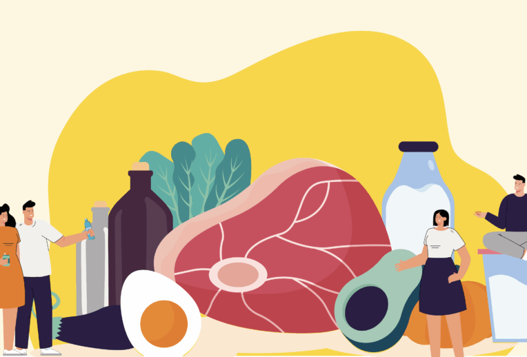 Dr Megan Rossi in a lab looking through a microscope