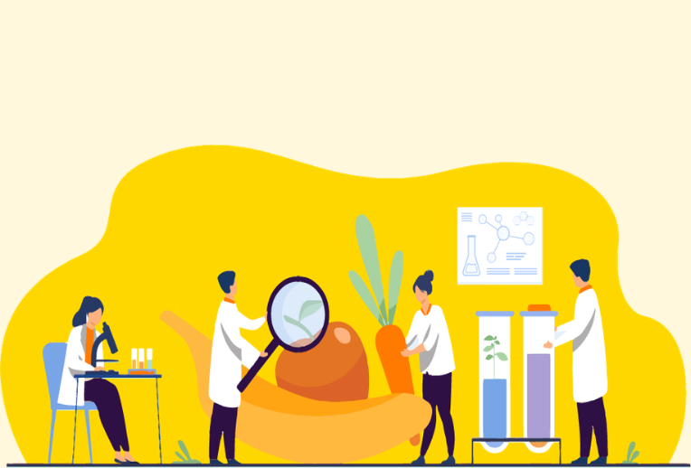 Dr Megan Rossi in a lab looking through a microscope