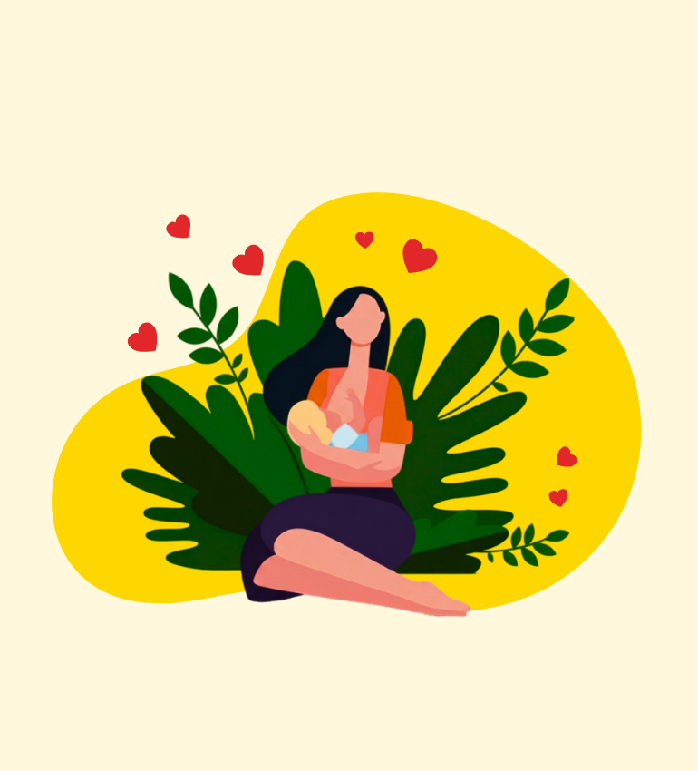 cartoon of mum breastfeeding her baby